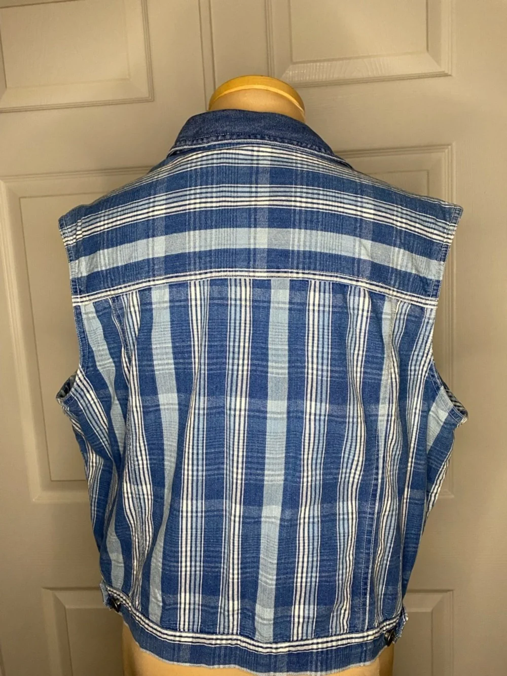 Crossroads Women's Denim Vest, Plaid, Size Large, 90s Y2K, Hipster, Summer - Picture 8 of 12